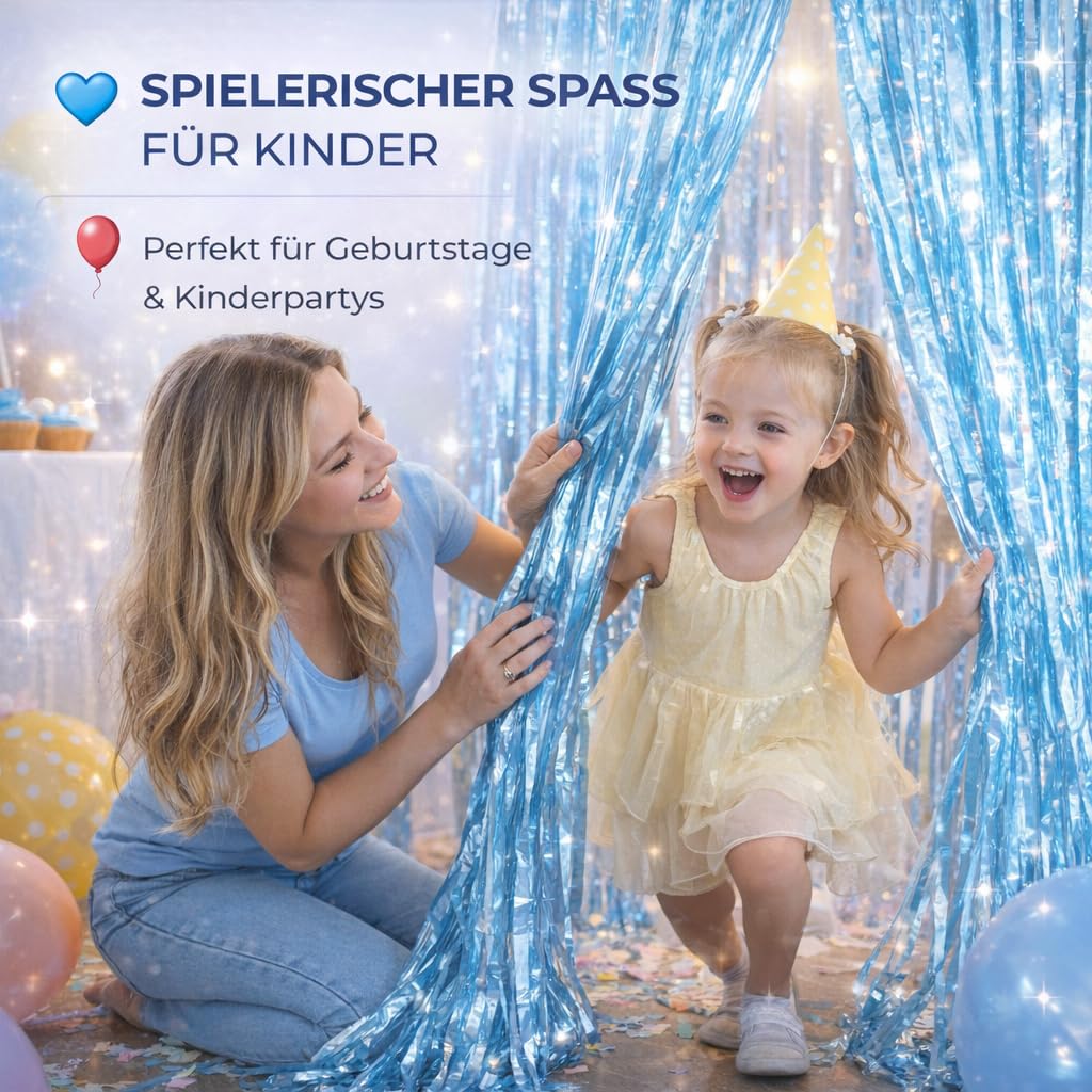 Tinsel - Tenda con brillantini, 200 x 100 cm, per telaio della porta, decorazione di Capodanno, 2026, per feste, matrimoni, decorazioni di compleanno per bambini e adulti (blu)