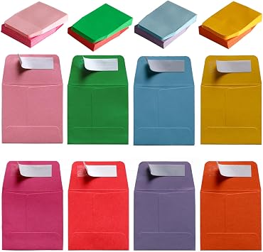 2 x 2Inches Tiny Coin Envelopes - Self Seal 128-Count Mini Envelopes, Bulk Small Envelope Pockets for Seeds, colorful