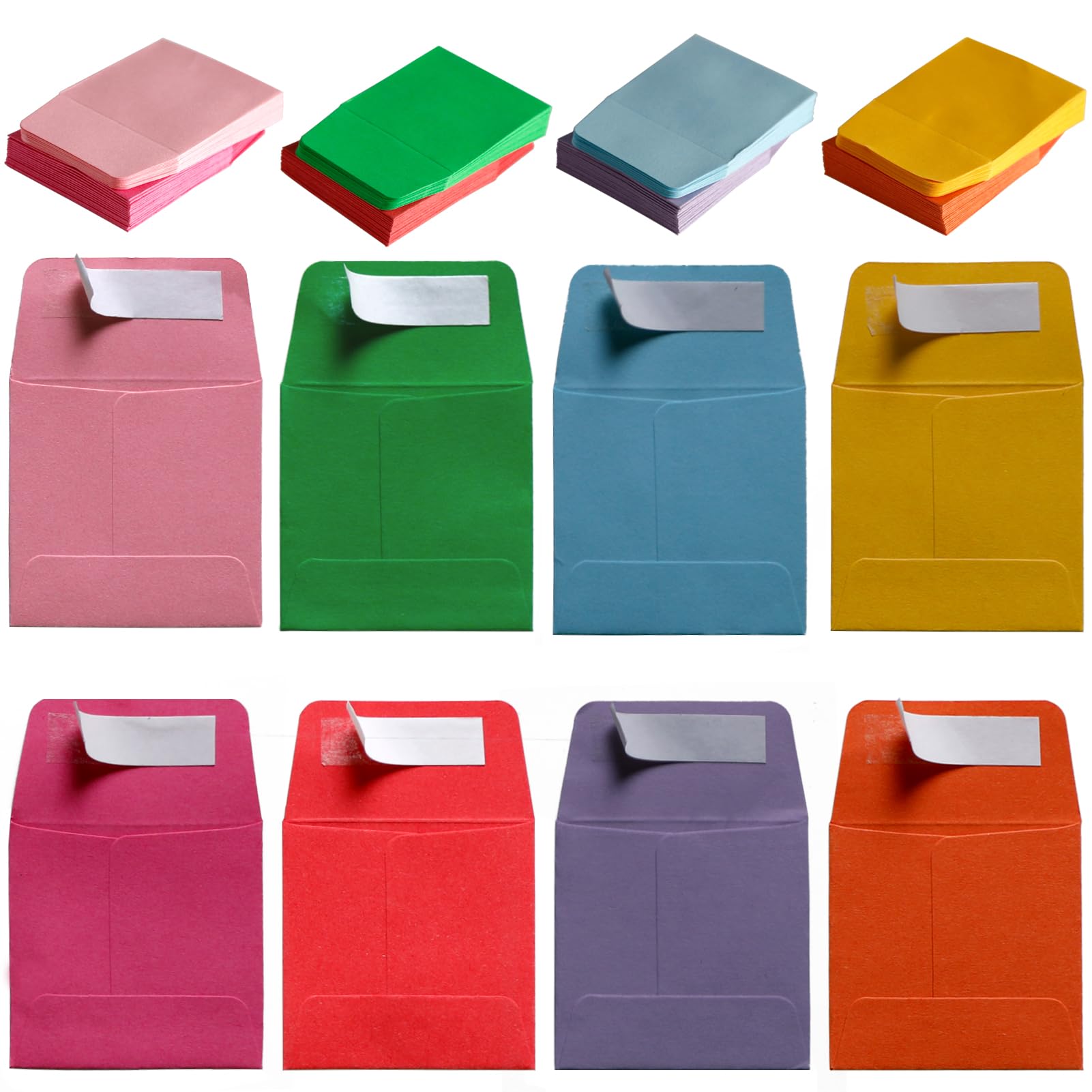 Photo 1 of 2 x 2Inches Tiny Coin Envelopes - Self Seal 128-Count Mini Envelopes, Bulk Small Envelope Pockets for Seeds, colorful