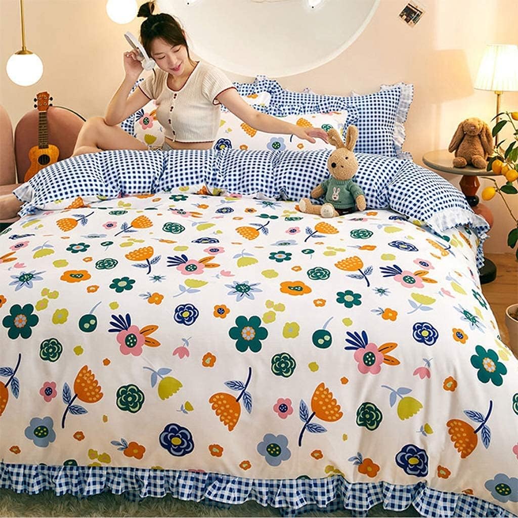 Bed Skirt Four-Piece Set Small Fresh Children's Student Princess Style (Color : D Size : 1.8x2m) (A 1.8x2m)