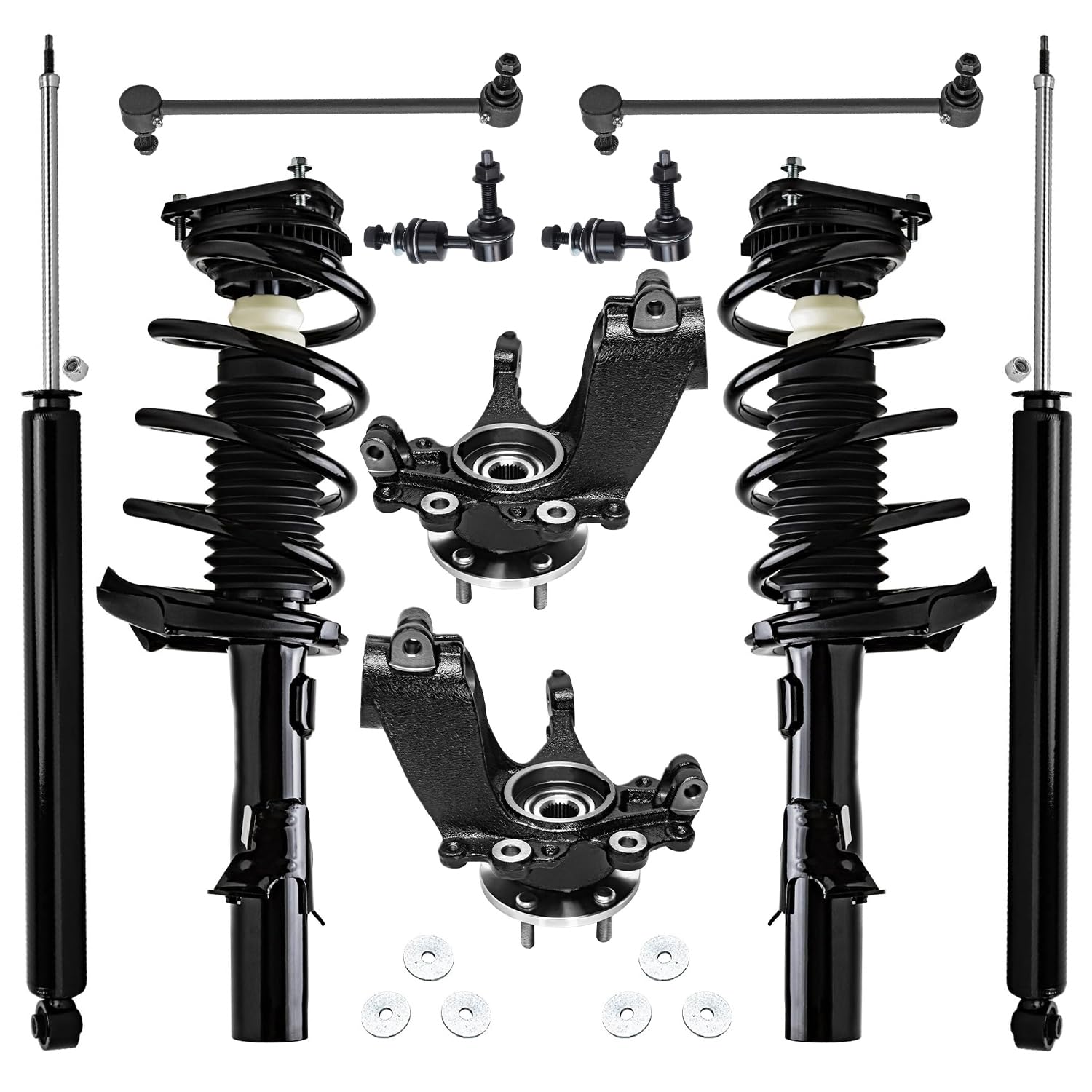 Detroit Axle - Front Knuckles Struts Rear Shocks for 2012-2013 Ford Focus
