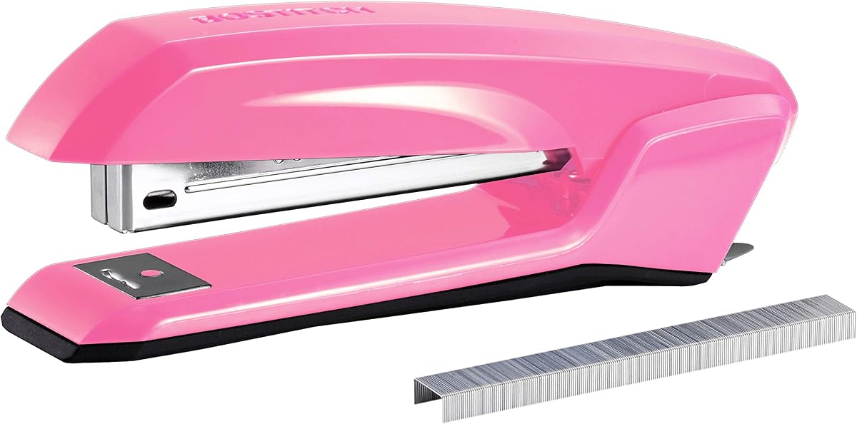 Bostitch Office Ascend 3 in 1 Stapler Integrated Remover & Staple Storage, 420 Staples Included, 20 Sheet Capacity, Lightweight, Pink