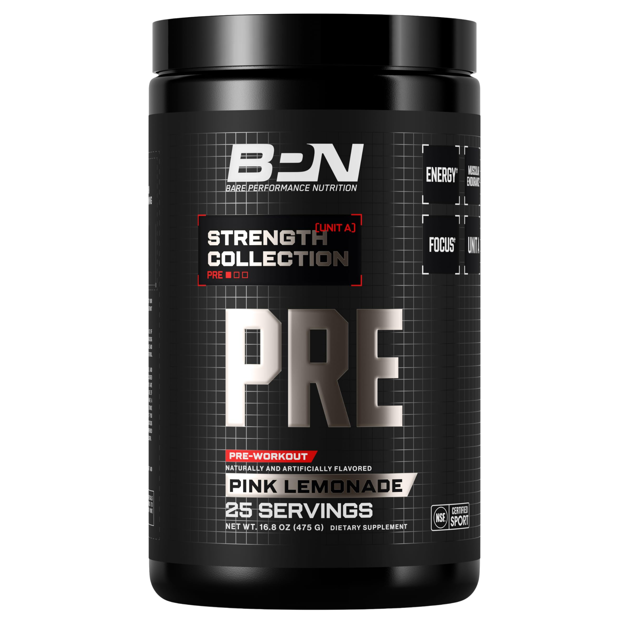 BARE PERFORMANCE NUTRITION, BPN PRE, Pre-Workout, Supports Energy and Mental Focus, Improved Endurance & Muscle Pumps with CarnoSyn Beta Alanine, Alpha-GPC, Pin