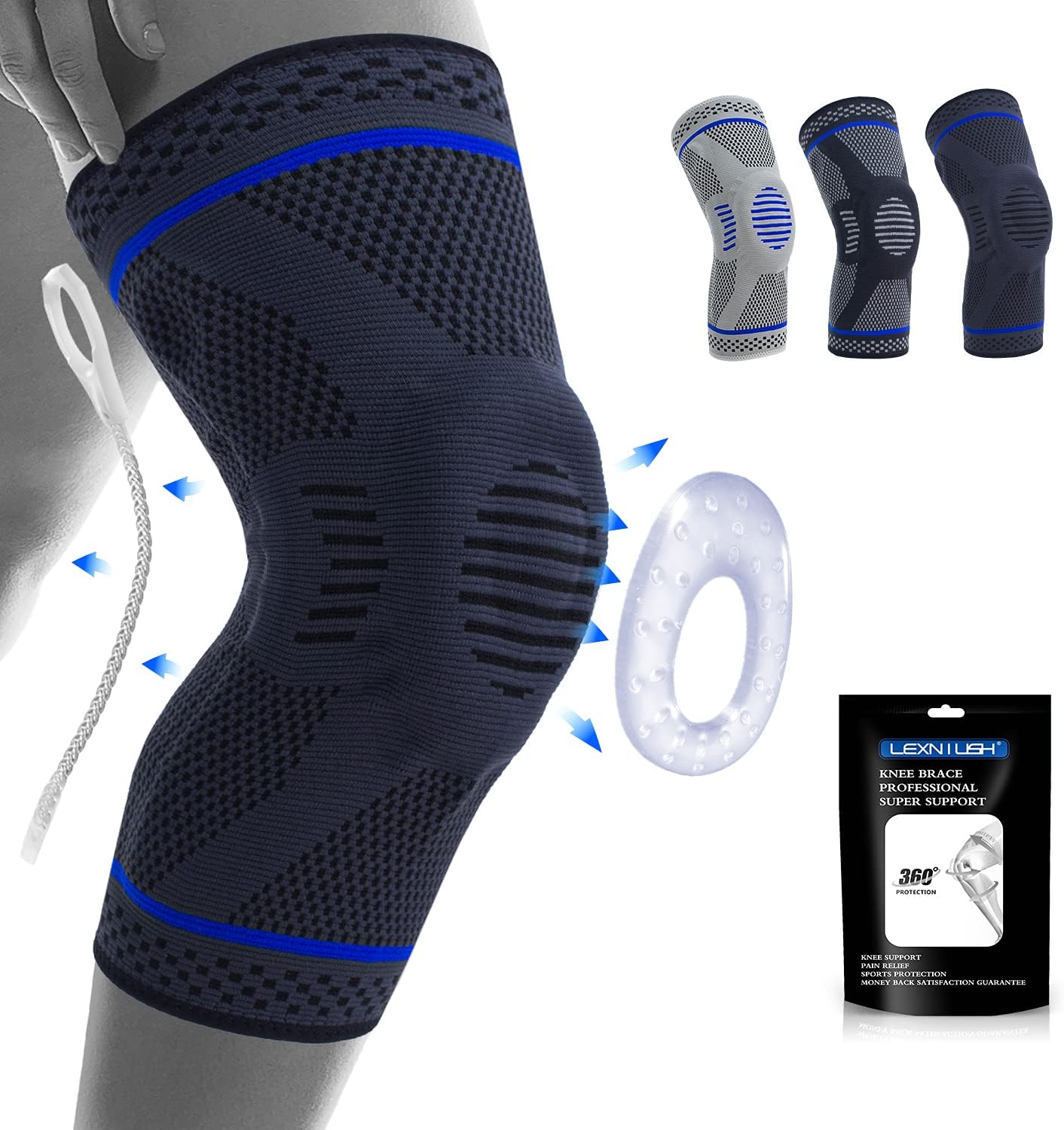 Professional Knee Support for Men/Women, Anti Slip Knee Brace