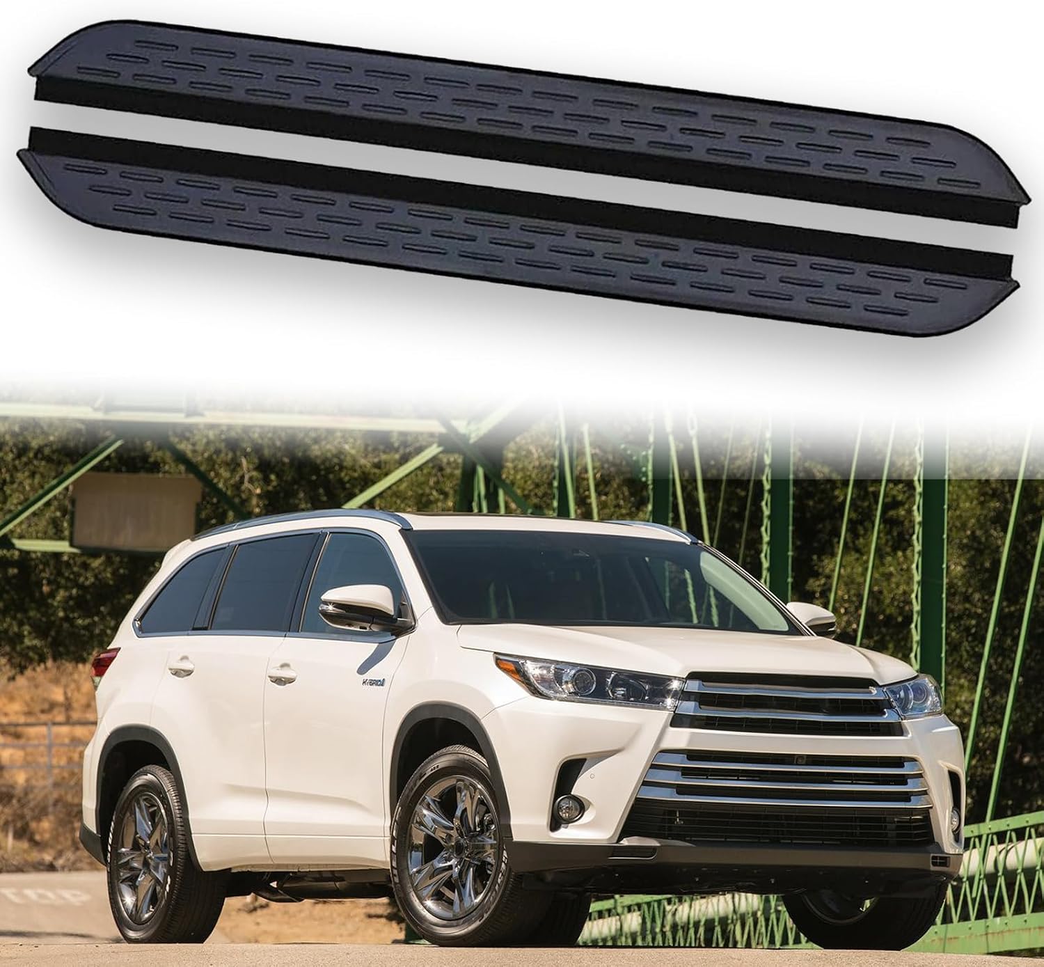 2Pcs Side Steps Pedal Nerf Bars Fits for Highlander Kluger 2014-2019 Black Running Boards