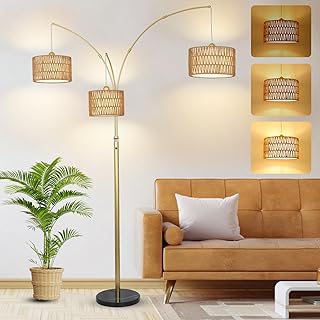 Modern Gold Floor Lamp for Bedroom, Arc Standing Lamp for Living Room, D...