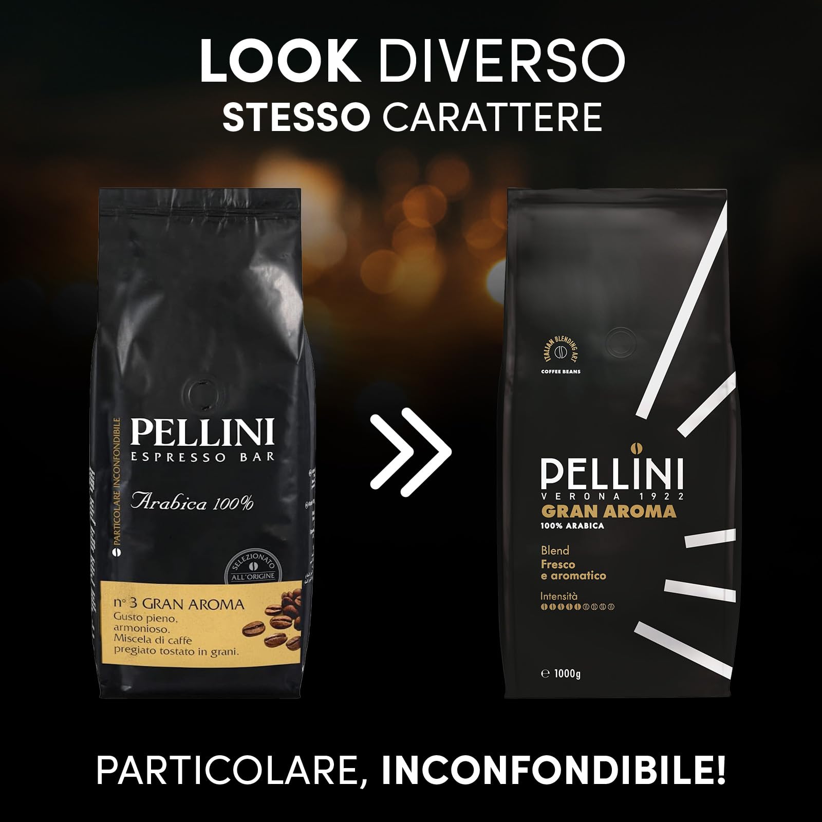 Pellini N.3 Gran Aroma, Caffè in Grani per Espresso 1kg, Miscela 100% Arabica dal Gusto Deciso e Armonioso, Caffè in Chicchi a Tostatura Lenta