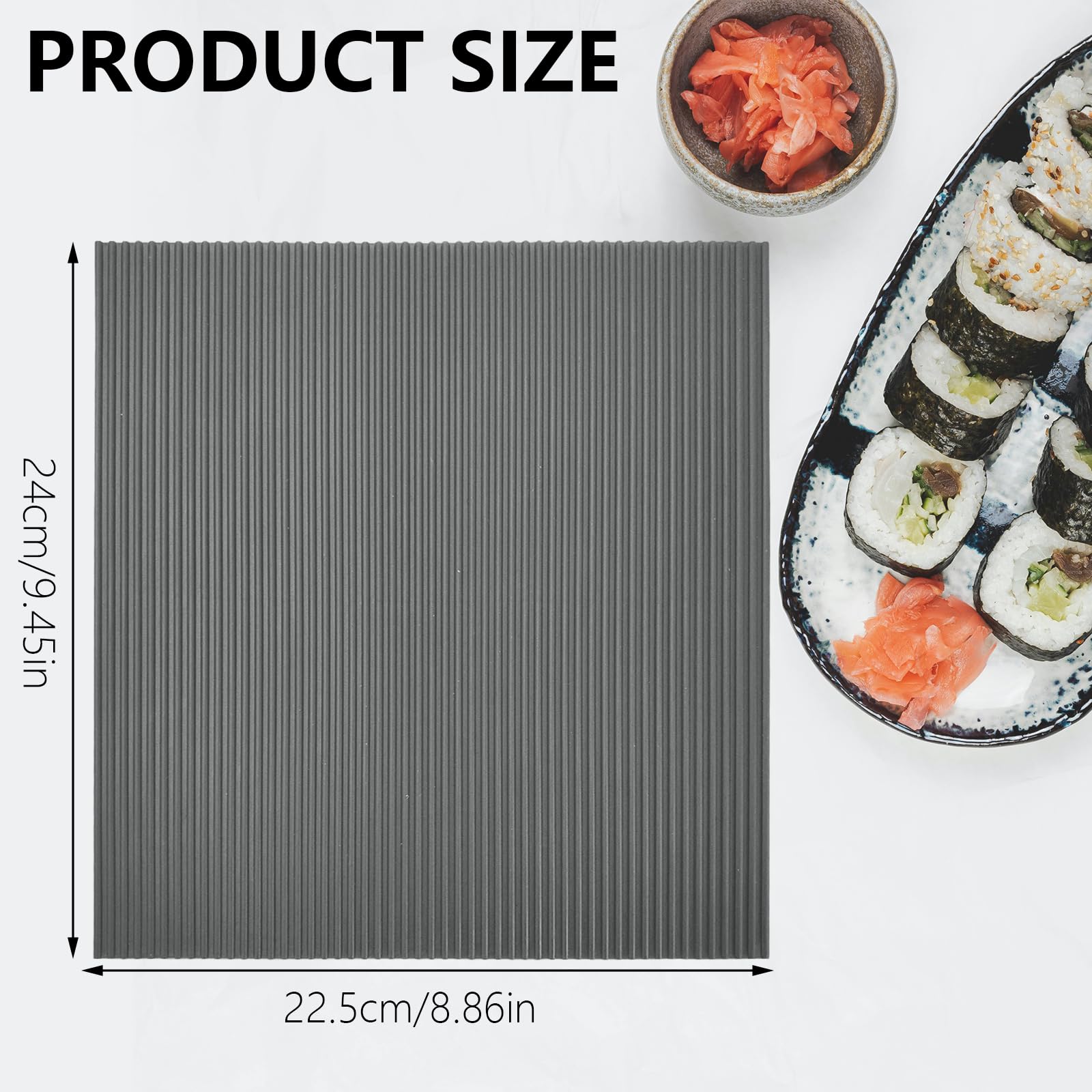 2 Tappetini In Silicone Per Sushi - Antiaderenti, Riutilizzabili, Grigio E Caffè - Foto 6