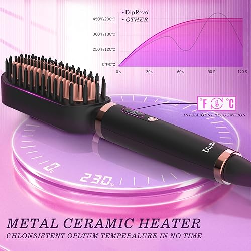 Miniatura 3 de Cepillo alisador de cabello, peine iónico para alisar el cabello con 5 temperaturas, apagado automático y antiquemaduras y cuidado eficaz del