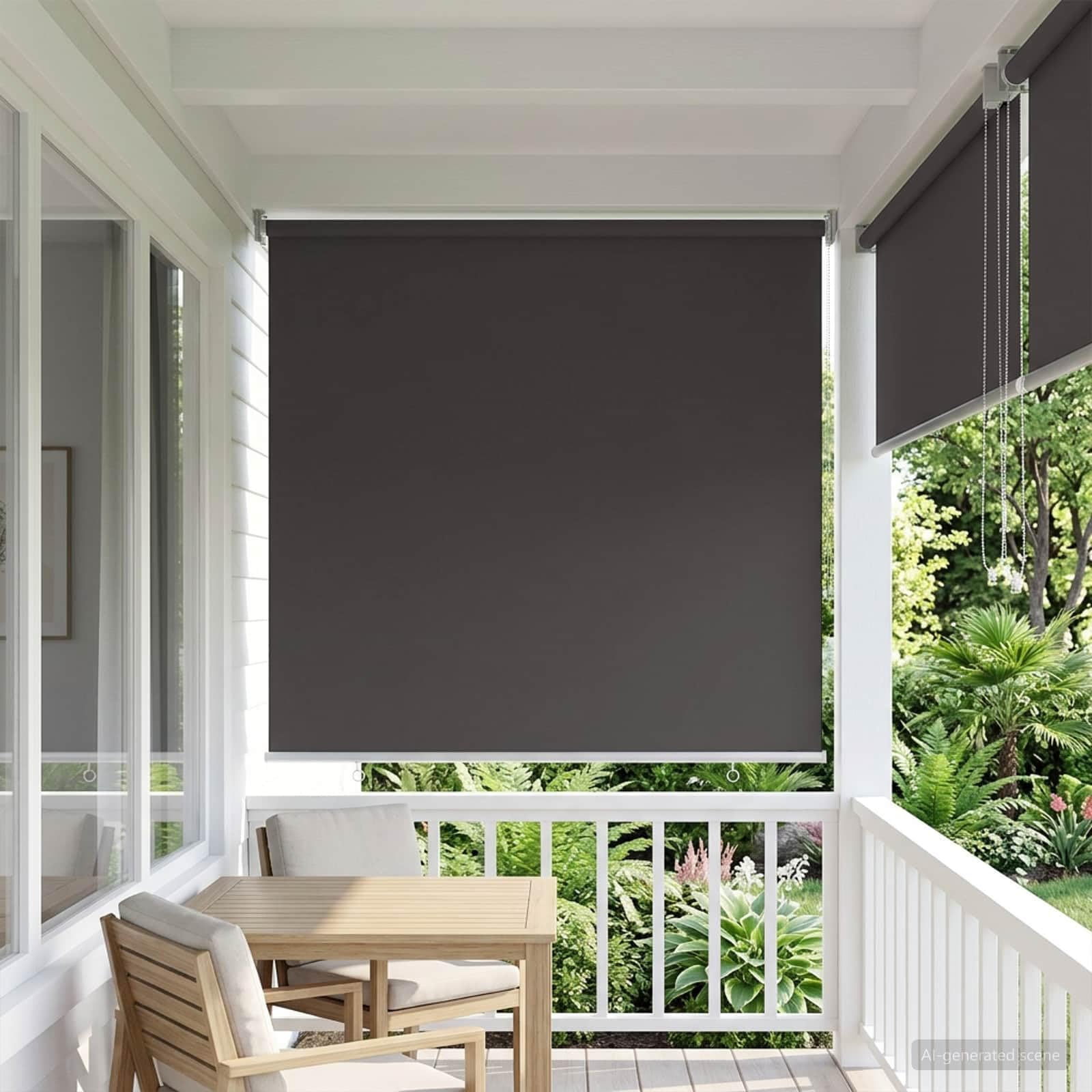 Tenda avvolgibile per esterni, grigio antracite | Poliestere con protezione UV, montaggio a parete o soffitto, controllo termico e privacy