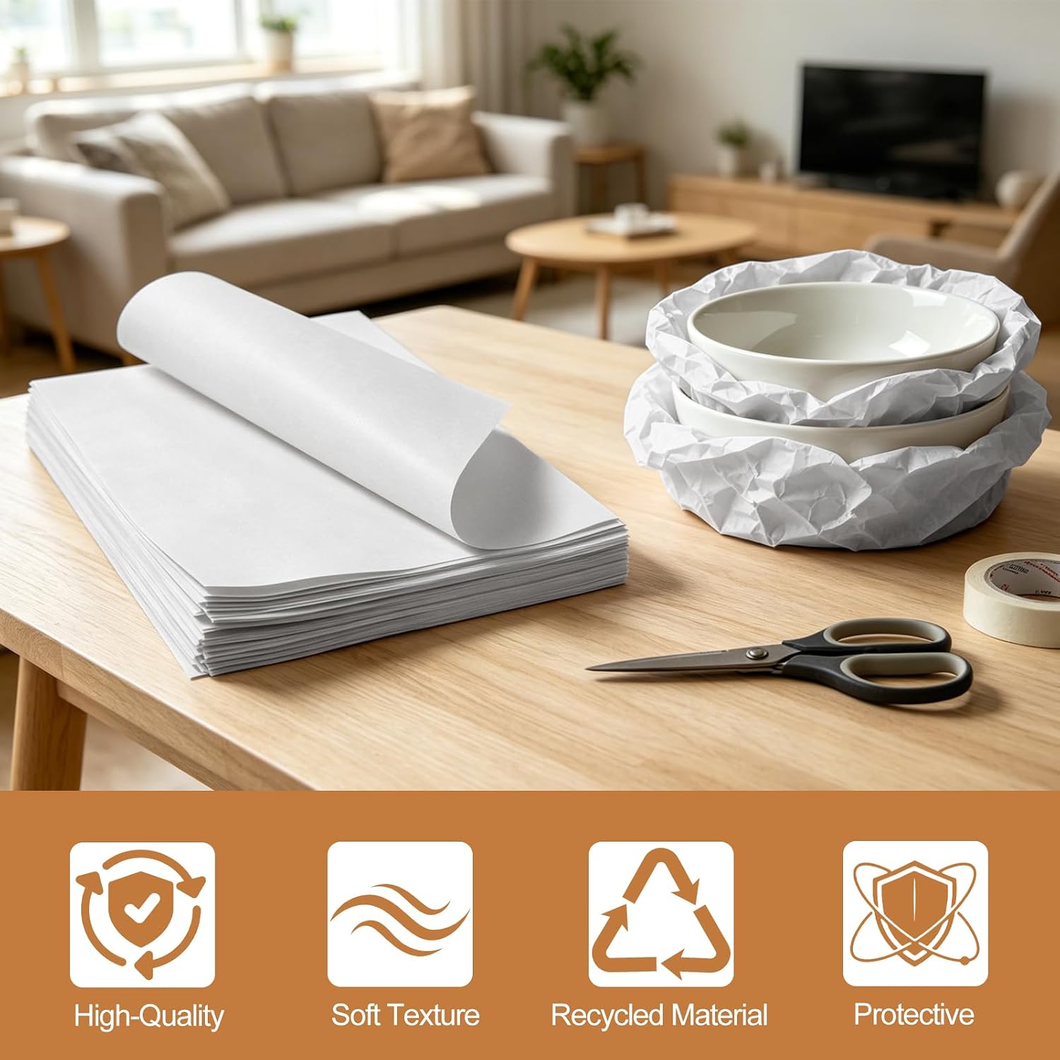 Newsprint Packing Paper,14.5 in × 82.5 ft Packing Paper Sheets(Folded Size:14.5 × 11 in.),Wrapping Paper for Protecting Fragile China and Glasses,Bouquet Packaging,Shipping & Moving Box Filler image 4