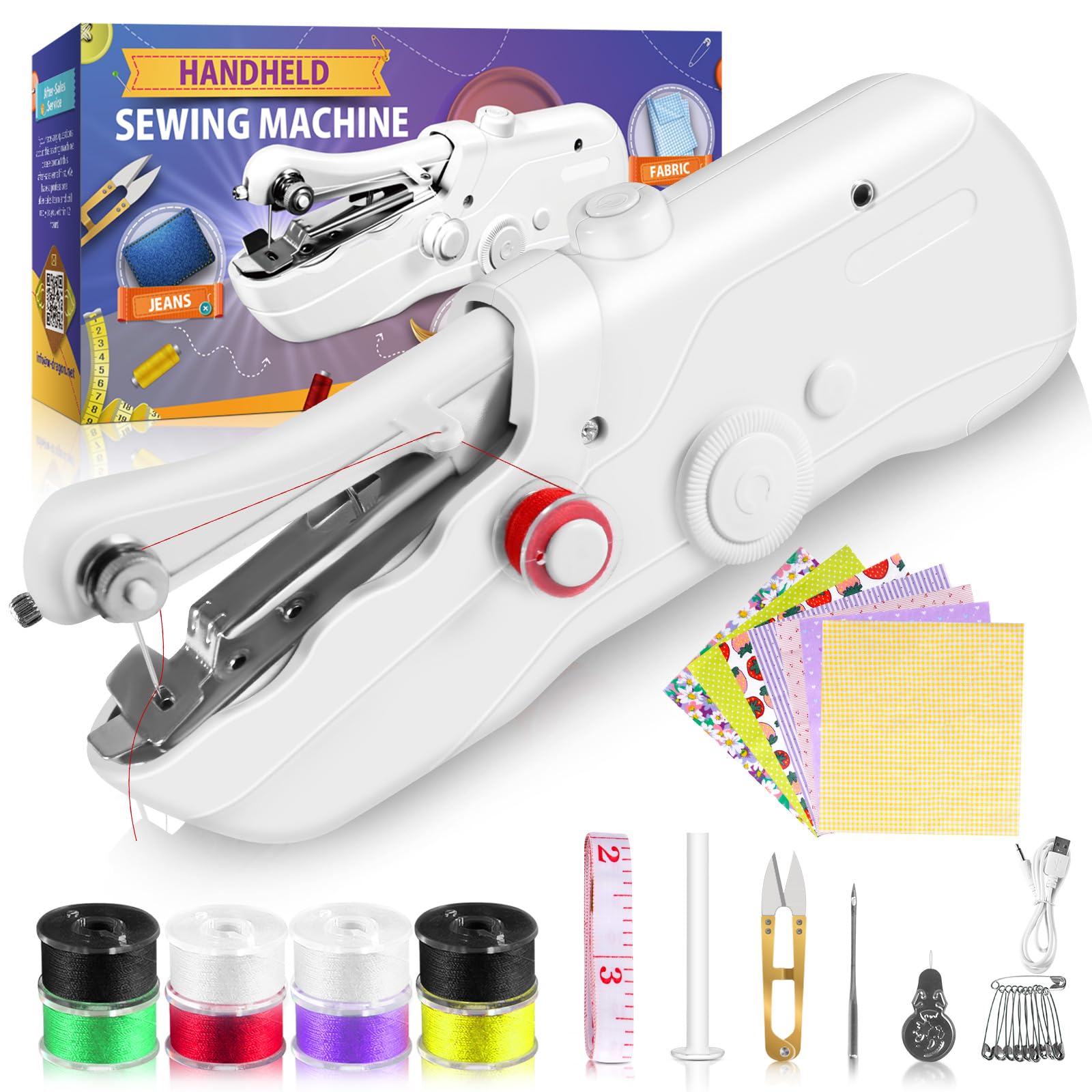 Photo 1 of Handheld Sewing Machine, Quick Sew Mini Electric Sewing Machine, Fast Stitching Easy to Use for Beginners and Adults, Clothes Mending, Hand Sewing Device Fast Stitch Suitable for DIY Home Travel