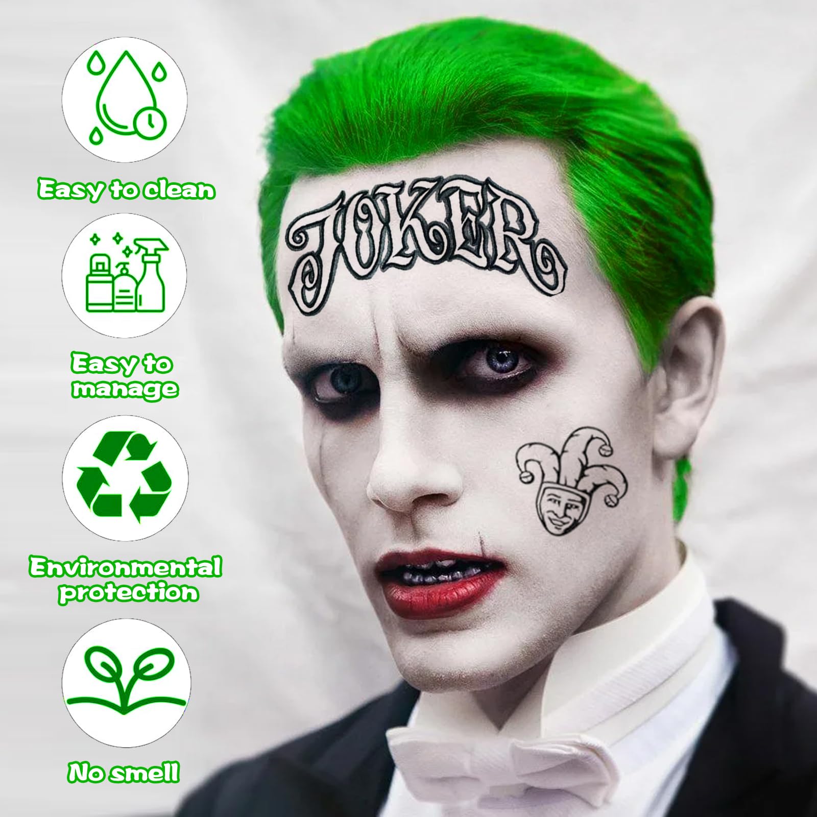 6 Tatuaggi Temporanei Faccia Da Clown Per Halloween – Design Joker E Carnevale, Adesivi Per Costume, Impermeabili E Facili Da Applicare, Per Adulti E Bambini