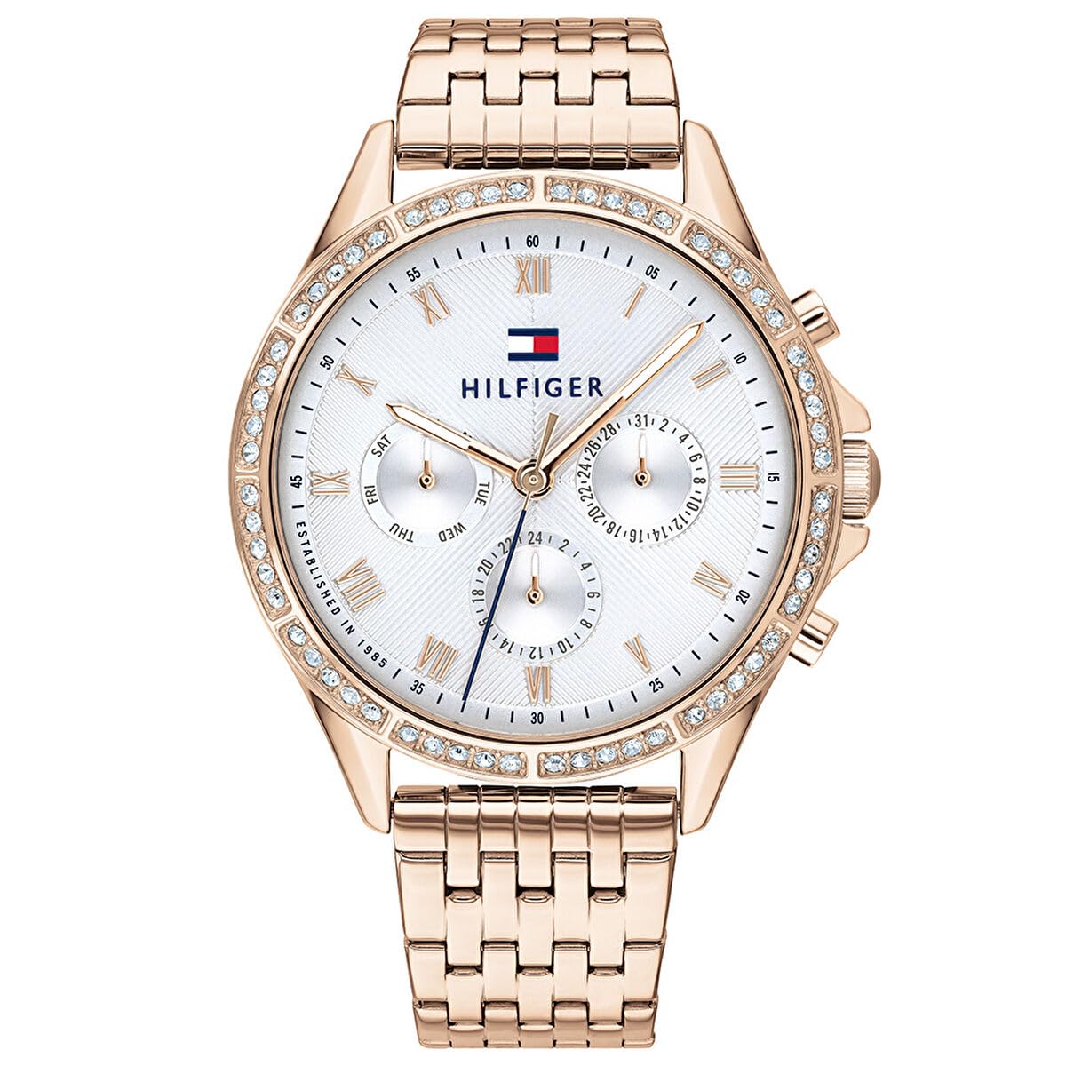 Tommy Hilfiger Analogue Multifunction Quartz Watch for Women with Carnation Gold Colored Stainless Steel Bracelet - 1782143