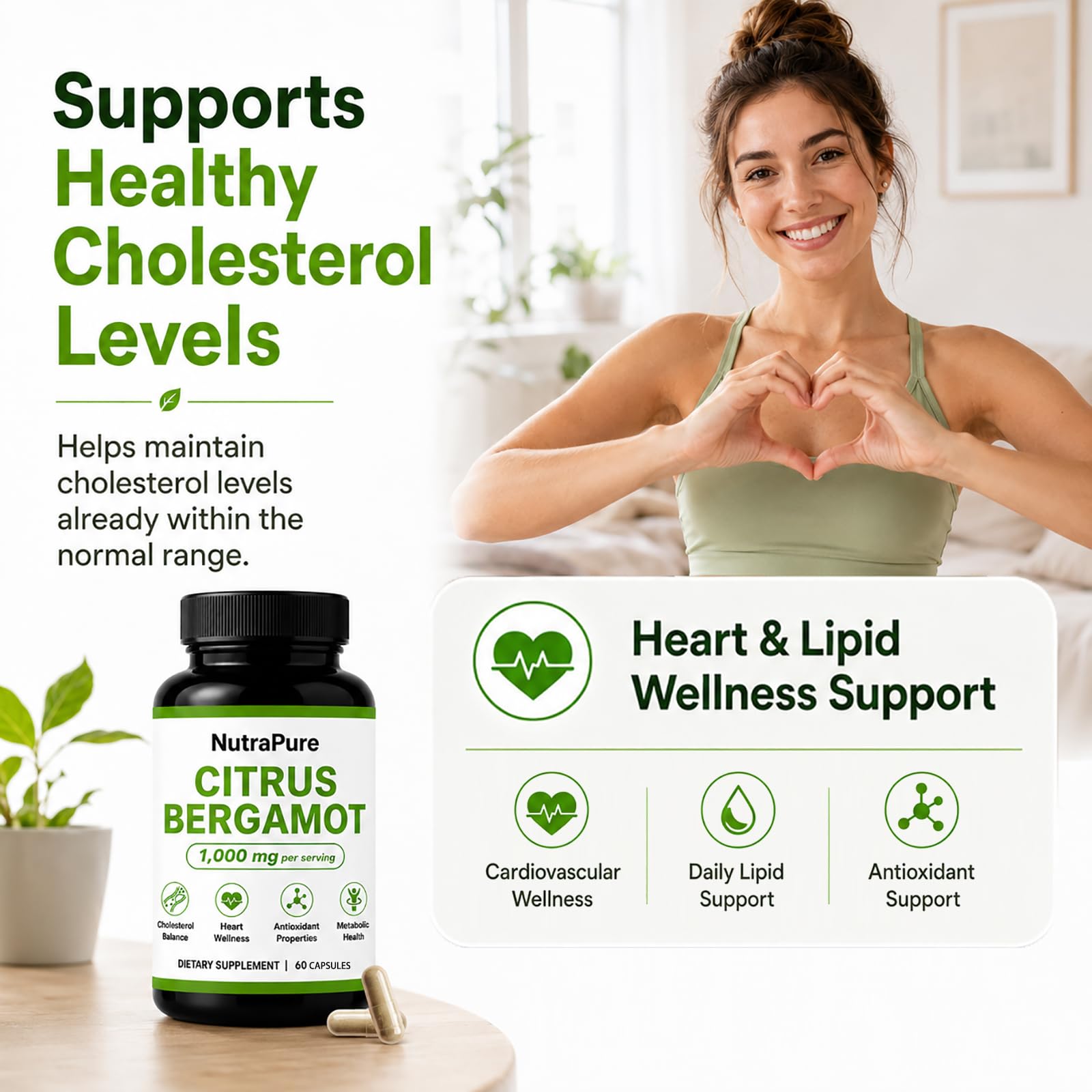 Nutrapure Citrus Bergamot Capsules - 1000mg Pure Citrus Bergamot Supplement Supports Healthy Cholesterol Levels & Heart Health, Boosts Immune, Digestive & Gut Health, 60 Capsules (1) — Amazon image 3