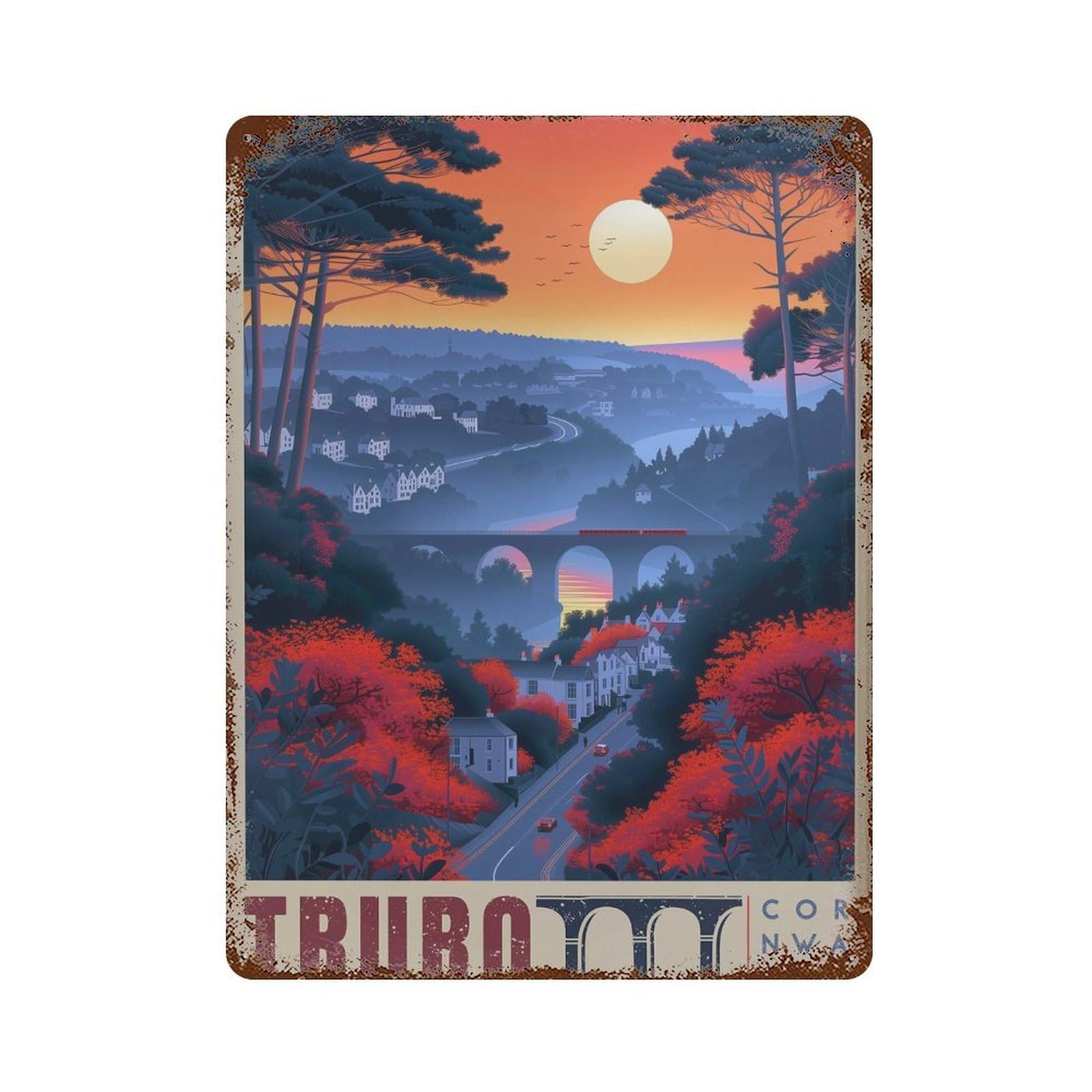 xiaoxiaoshen Truro Cornwall Travel England UK Wall Decor Art Metal Tin Poster Modern Home Decor Art Home Bar Shop Decorations Vintage Sign 40x30cm