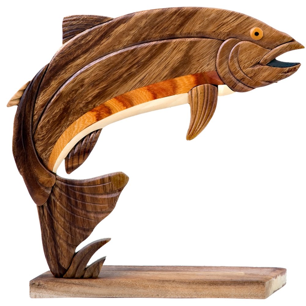 Old GloryHandcrafted Wooden Rainbow Trout Figure