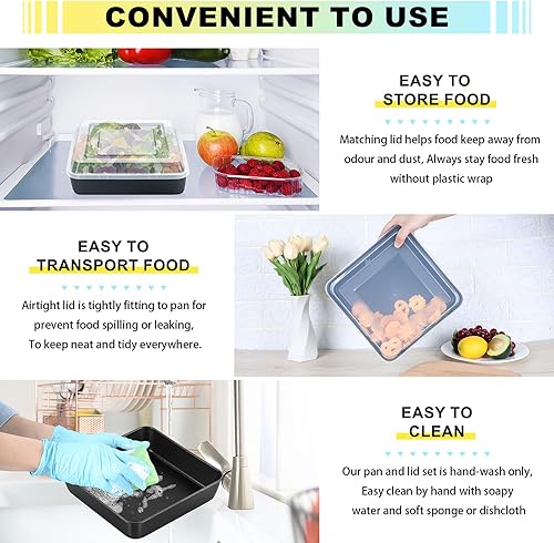 Miniatura 4 de P&P CHEF Molde y tapa cuadrada antiadherente para pasteles (8 pulgadas, 2)