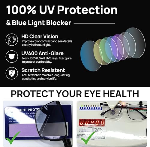 Miniatura 4 de MARE AZZURO Paquete de 3 lentes de sol fotocromáticos para hombre, a la moda, bloqueo de luz azul, lentes de sol geniales, protección UV400