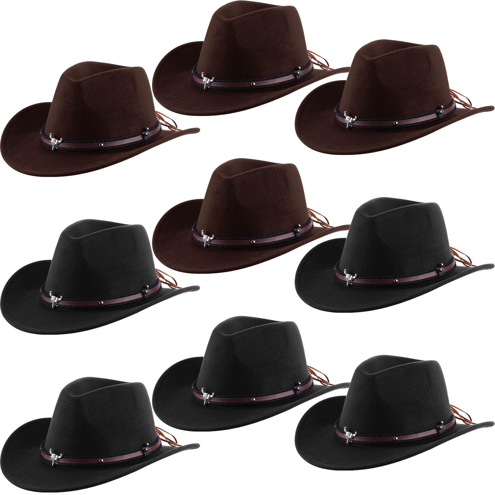 Toulite Western Cowboy Hats Faux Felt with Strap Bulk