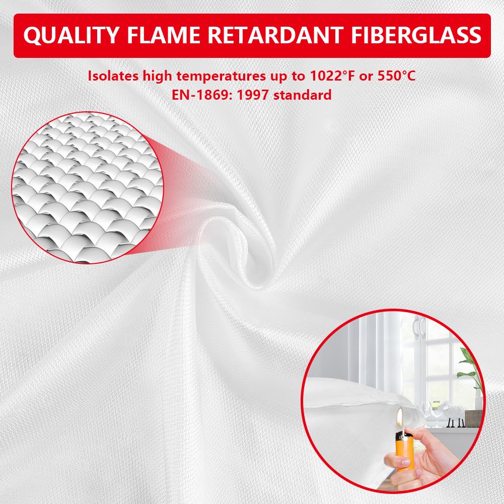 Flintronic Coperta Antincendio 2 Pezzi - 1x1m, Fibra Di Vetro, Resistente Fino A 500°C, Per Casa E Cucina - Foto 6