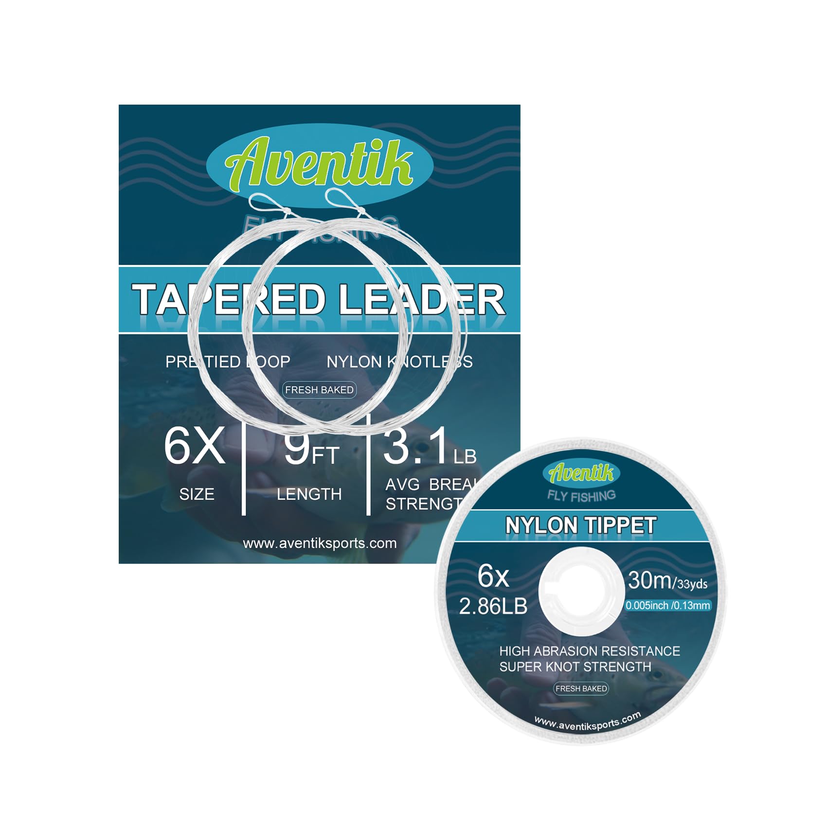 Aventik Fly Fishing Tippet Line Fresh Baked with Holder Invisible Bass Fishing Carp Saltwater Leader 3 or 4 Packs
