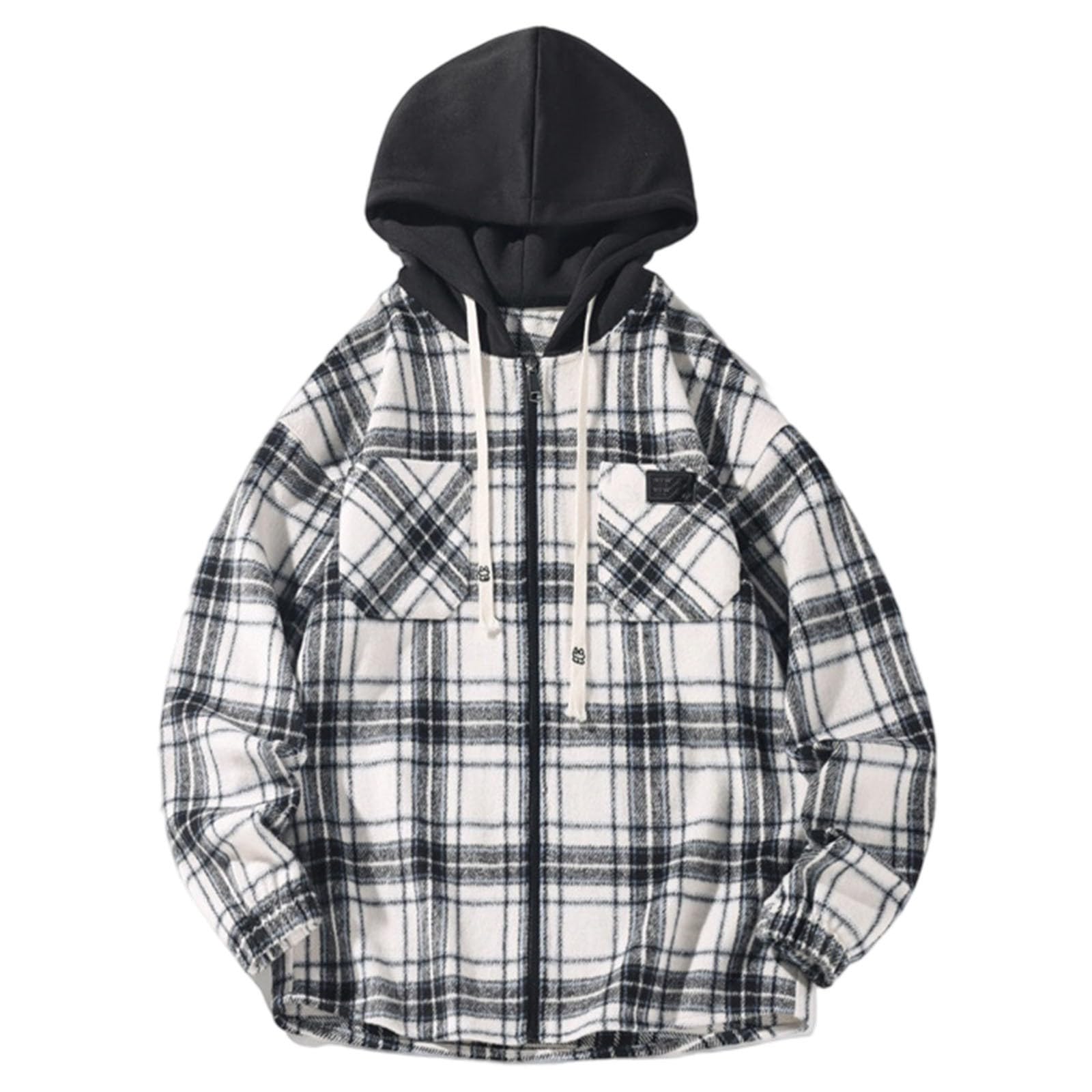 Generisch Funktionsjacke Damen Karierte Kapuzenjacke im britischen Stil für den Herbst, Mode, lockere, lässige Streetwear, lästige Arbeit, Mantel, Oberbekleidung