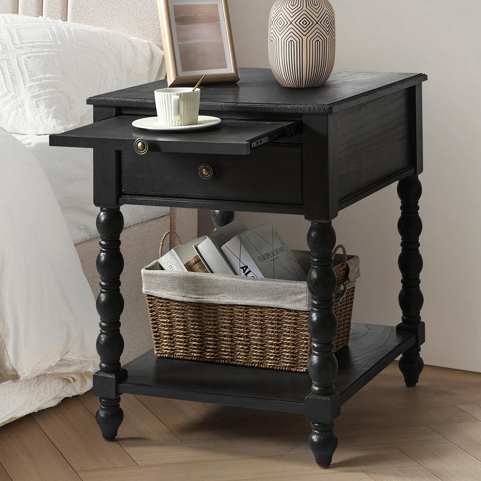 Amazon.com: HULALA HOME Spindle Nightstands with Charging Station