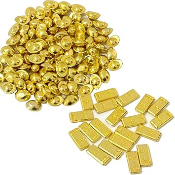 Metal Mini Chinese Yuan Bao 100pcs+20pcs Fake Gold Bars, Feng Shui Collectibles for Bring Wealth & Luck, Gold Ingot Craft Decorations Christmas, Chinese New Year