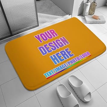 Personalized Door Floor Mat Custom Design Logo Picture Text Doormats Commercial Entrance Mat with Non-Slip Rubber Backing Indoor Outdoor Doormats Gold
