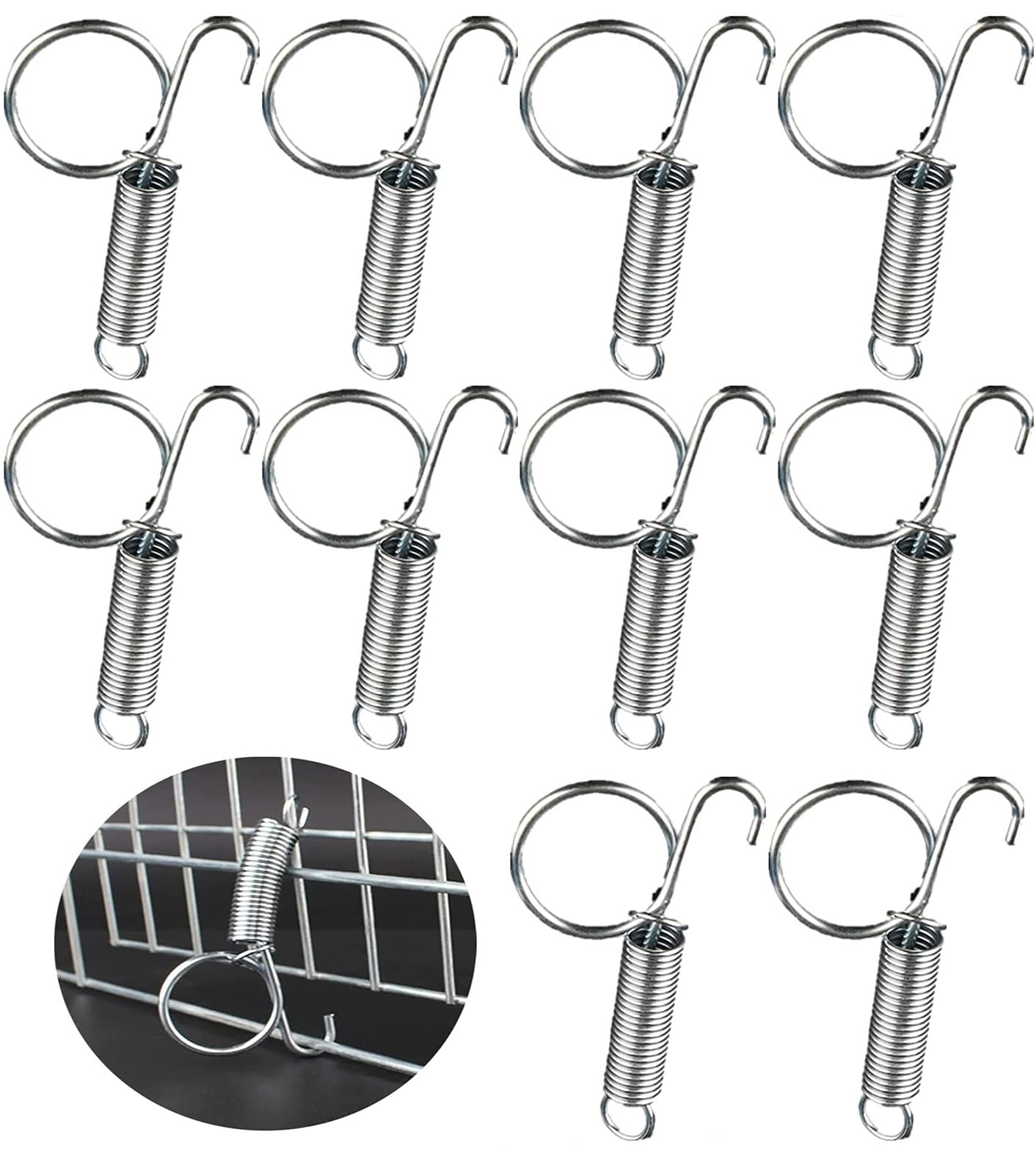 Zwenjuan 10Pcs Spring Latch for Pet Cages,Metal Finger Spring Door Hooks for Fixing Rabbit, Guinea Pig, DogCat,Parrot Squirrel Cage Doors, Multi-Functional Wire Cage Clips Locks