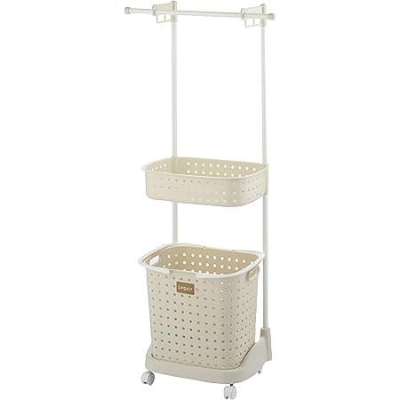 Amazon Co Jp レクエア ランドリーバスケット 2段 タオルハンガー付き アイボリー Lq H Iv ホーム キッチン