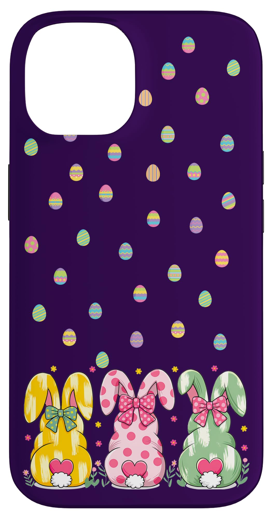 Cute Cottontail Bunnies Easter Spring Rabbit Eggs in purple Case for iPhone 14