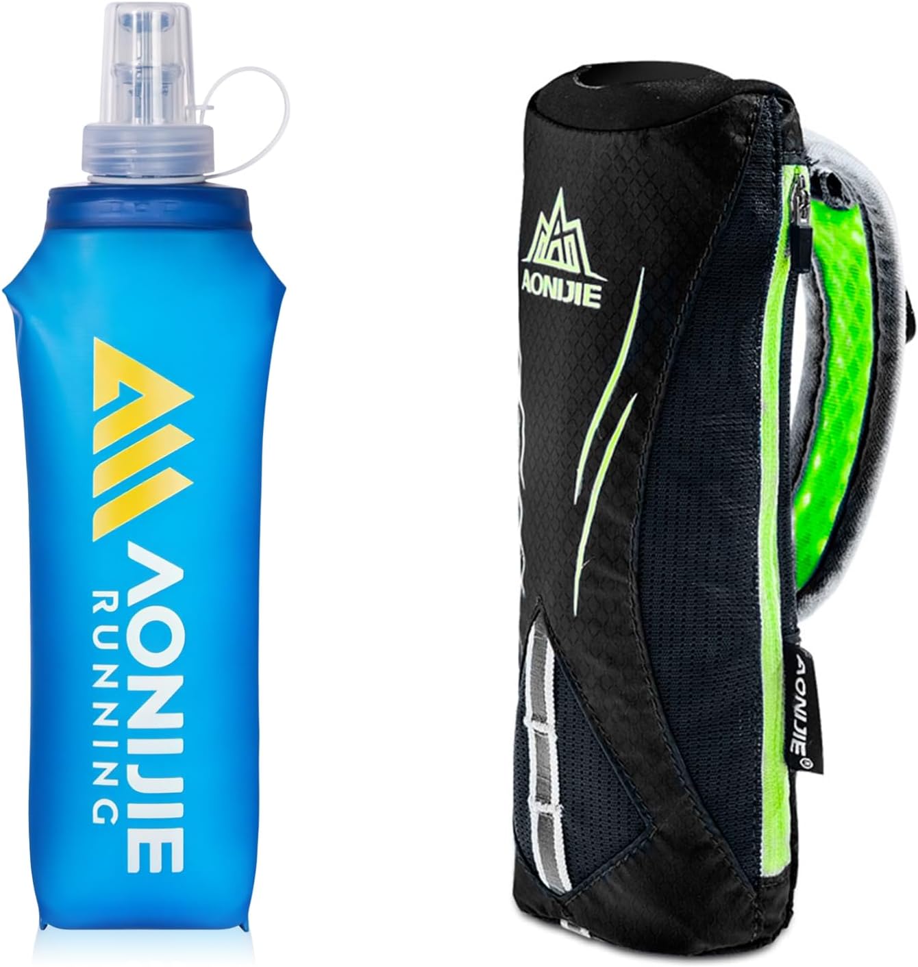 Geila Handheld Water Bottle for Running, 17 oz Grip Handheld Bottle with Hand Strap Hydration Pack, Sport Soft Flask