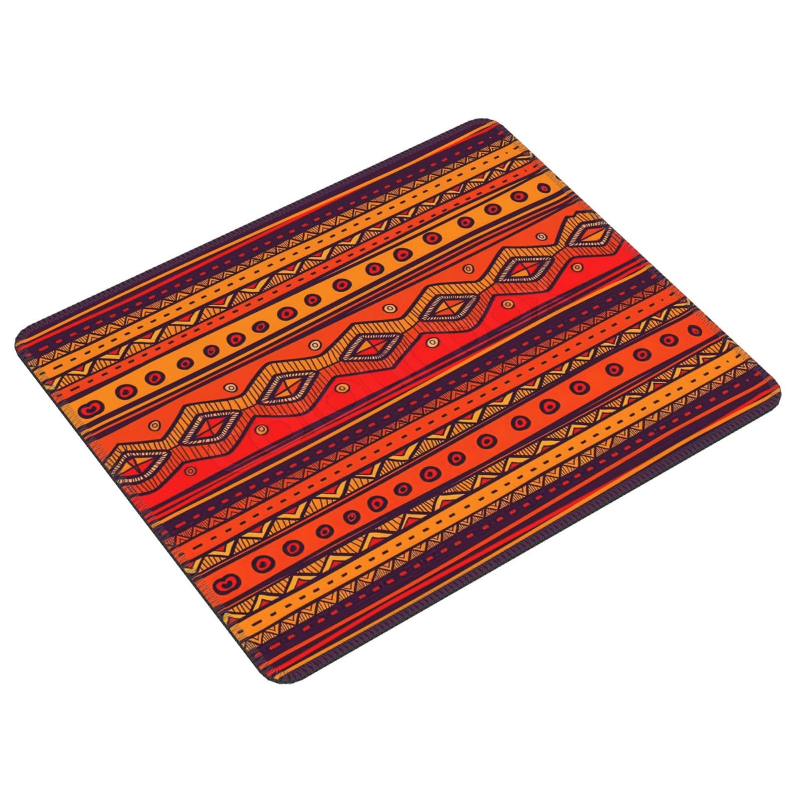 Tappetino per mouse impermeabile con bordo cucito, base in gomma antiscivolo, design per computer portatile o desktop, stile bohémien messicano