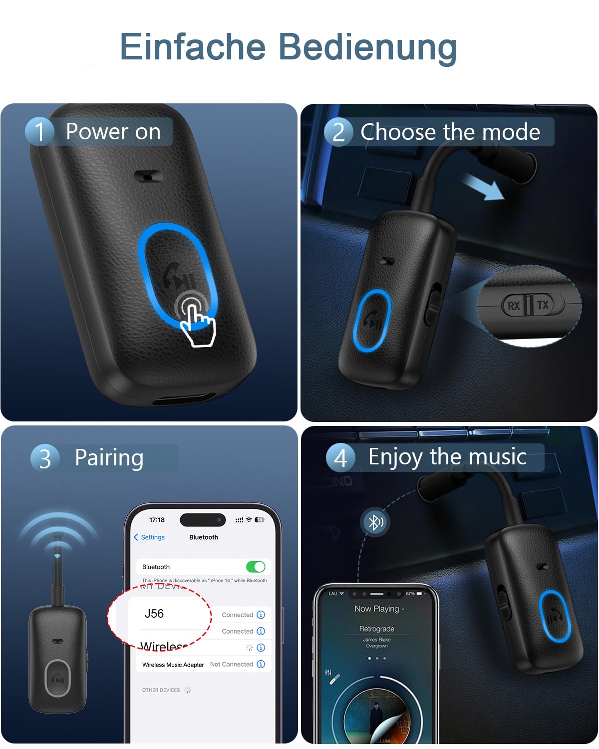 Adapter nadajnik Bluetooth 5.4 do samolotu, nadajnik-odbiornik Bluetooth 2 w 1, odbiornik audio z ładowaniem przez złącze Type-C, do słuchawek MP3/MP4, głośników Hi-Fi, laptopów i samochodów