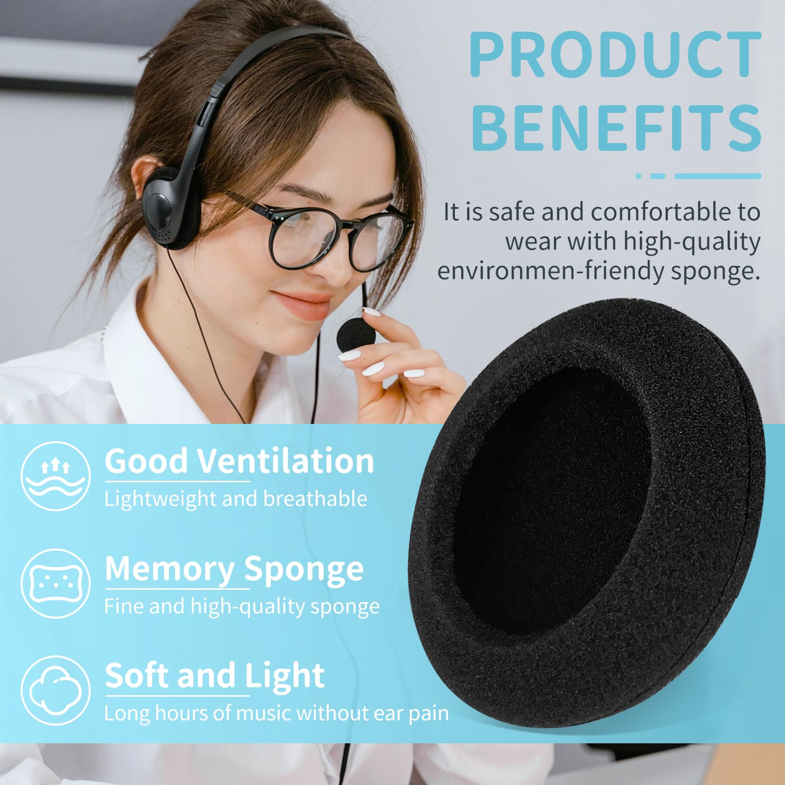 Cuscinetti Auricolari Per Cuffie Logitech - 6 Pezzi Memory Foam, Compatibili H330/H340/H390 - Foto 12