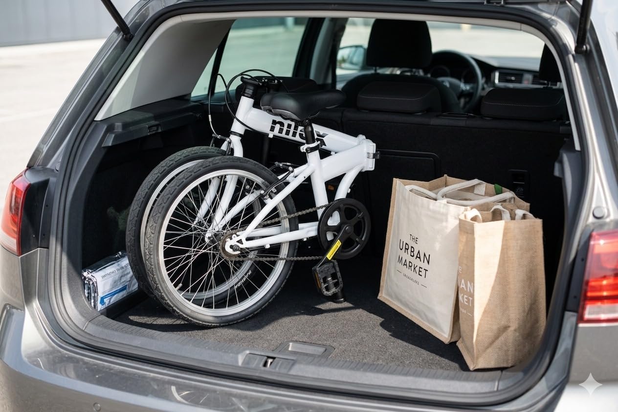 Nilox - Bike X0 - Klapprad - Einfach zu Transportieren - Modernes Design - Mit Mattem Stahlrahmen - Leichtes Fahrrad, 12 kg Gewicht - Mit 20" Alufelgen