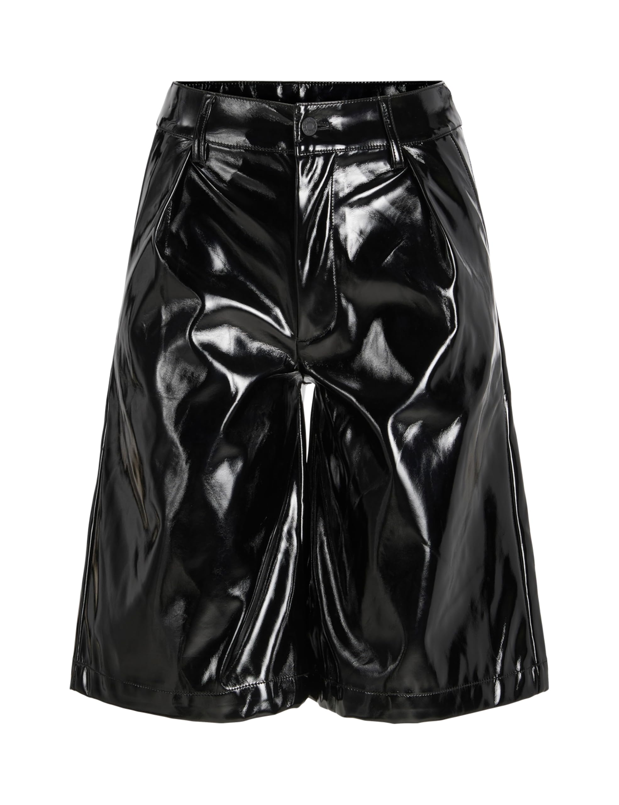 Jjxx Women's Black/Detail:shiny Jack & Jones Jxjaden Faux Leather Berm Hw Shorts Noos Faux Leather Shorts, L