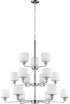 Generation Lighting 3128815-962 Fifteen Light Chandelier, Brushed Nickel
