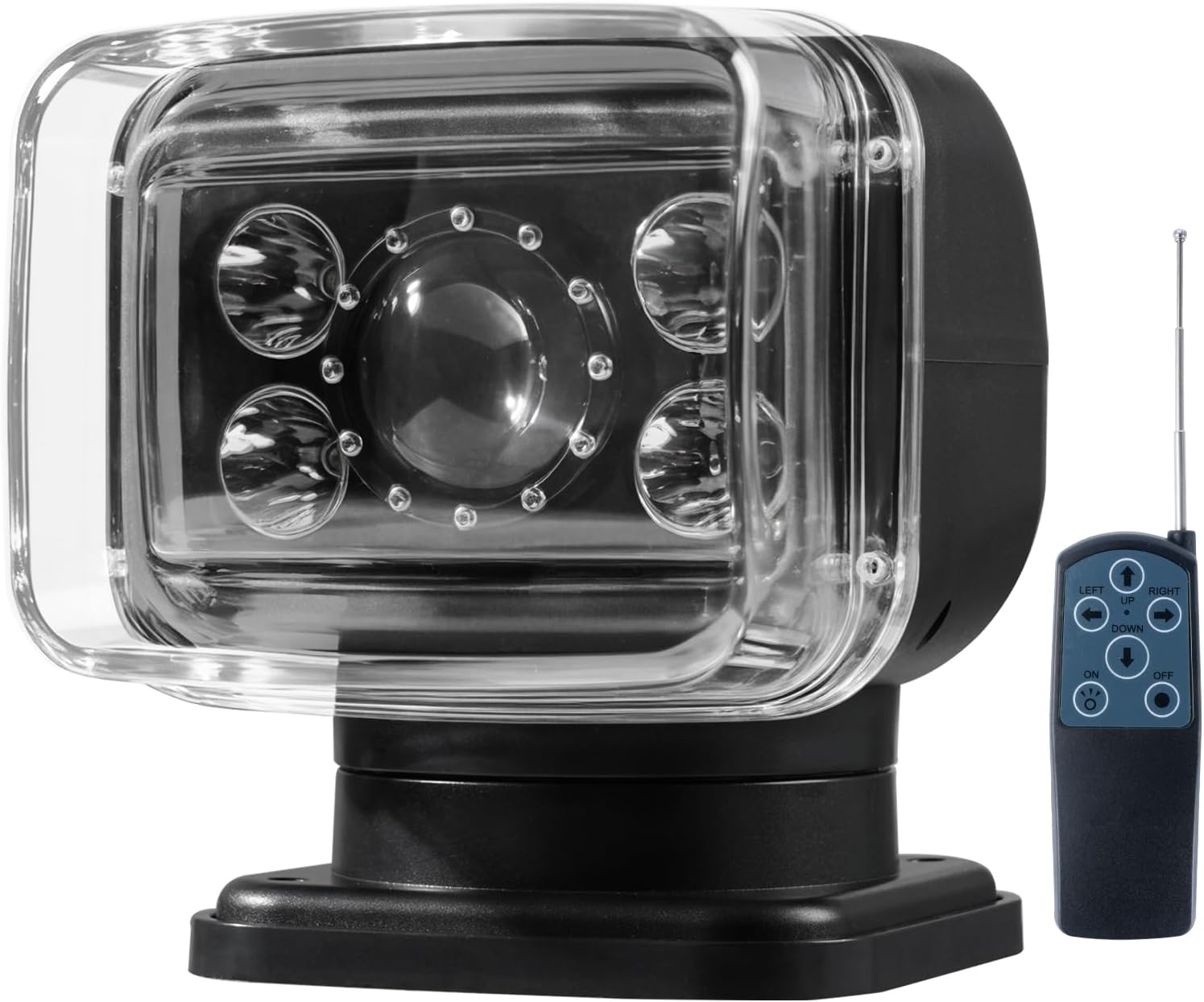 Remote Control LED Search Light,70W 6800lm LED Spotlight for Marine Offroad Pickup Hunting Go Outdoor,6 Inch,360 Rotating,12V 24V Spot Light,1 Strong Magnets
