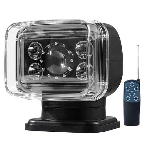 Remote Control LED Search Light,70W 6800lm LED Spotlight for Marine