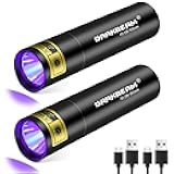 DARKBEAM Flashlight UV Black Light 395 NM, Mini but Powerful USB- C LED Rechargeable Woods Lamp, Ultraviolet Flashlights for Pet Urine, Stains Detection, Resin Curing, Fluorescent Agent, 2 Pack