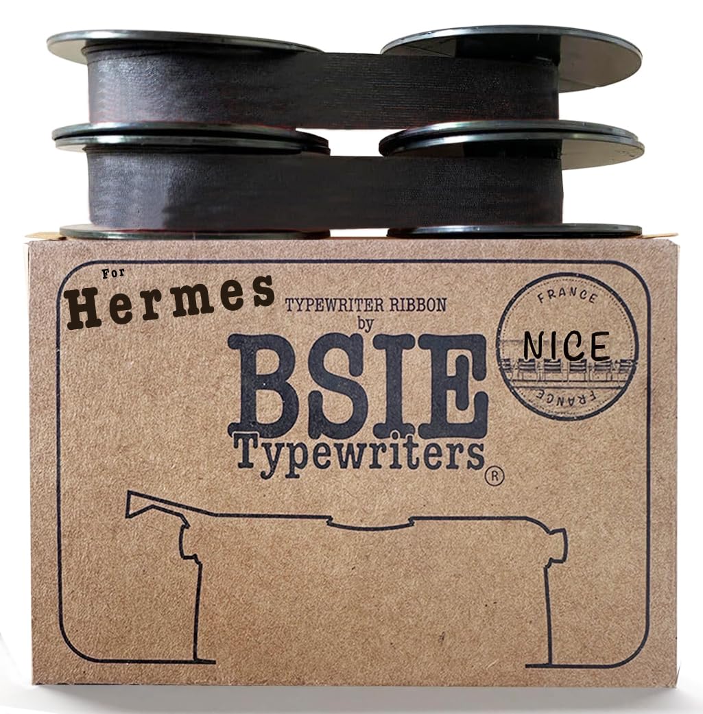 BSIE Typewriters – Hermes Typewriter Ribbon – Black – Twin Pack – Fits Hermes 3000, Baby, Rocket, 2000, Media – GR9 – Tested in Nice, France — image 1