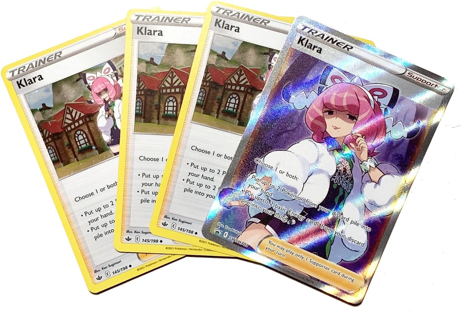 Klara SWSH302 Full Art - Pokemon 4 Card Lot - Black Star Promo & x3 Cosmic Holo