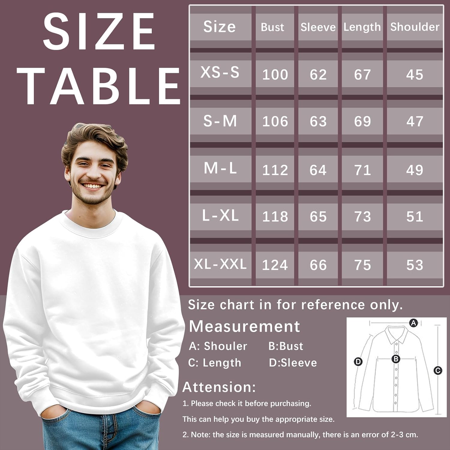 2pcs sublimation crew neck sweatshirt white polyester blank crewneck sweatshirts hoodies men - Image 3