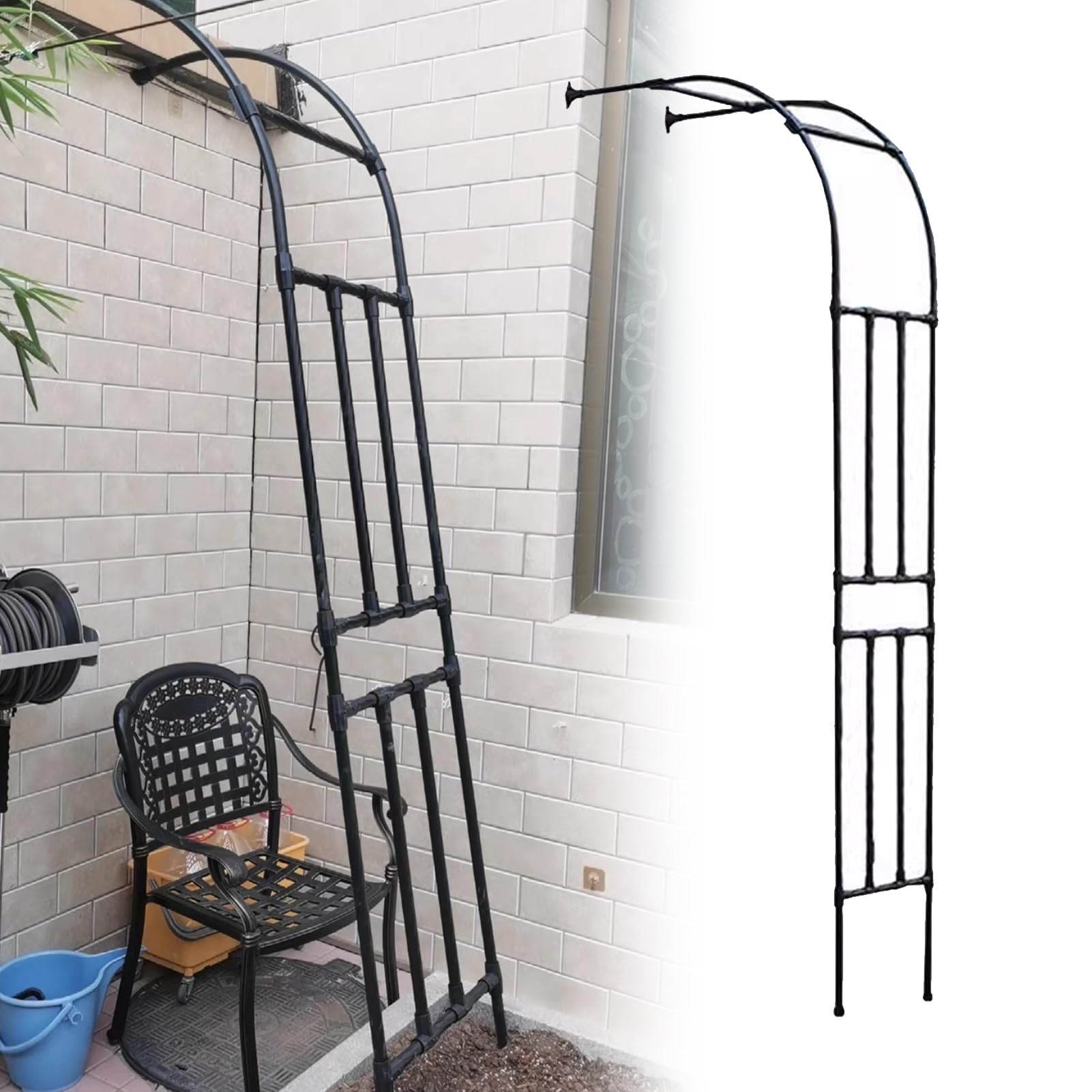 Arche de jardin en métal noir 150x240 cm demi-face pour plantes