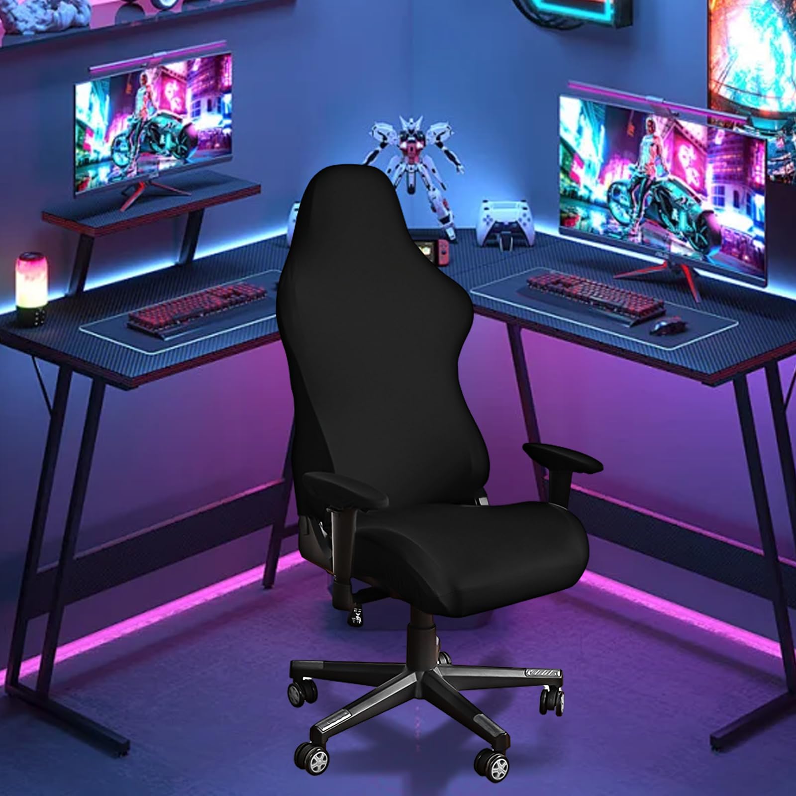 Rivestimento universale per sedia da gioco con braccioli, schienale e coprisedile, con 1 paio di copriauricolari – Rivestimento di alta qualità per sedia da ufficio