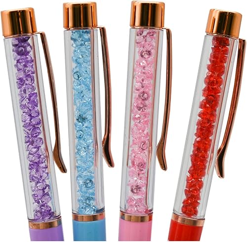 Miniatura 4 de 12 bolígrafos flotantes con diseño floral de lujo, bolígrafos de cristal de diamante, bolígrafos de tinta para escuela, oficina, escritorio,
