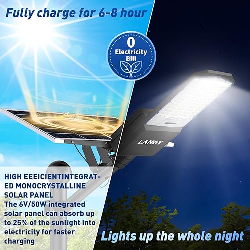 Miniatura 2 de Luces solares de calle de 7000 W, 2 unidades, 40000 mAh, IP67, impermeables, 7000 K, 550000 lúmenes, cuentas LED brillantes, luz de estacionamiento